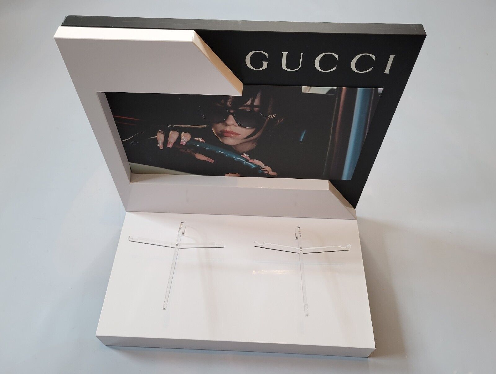 GUCCI TWO PIECE LOGO DISPLAY UNIT IN MULTI-COLOR CARDBOARD MADE IN ITALY