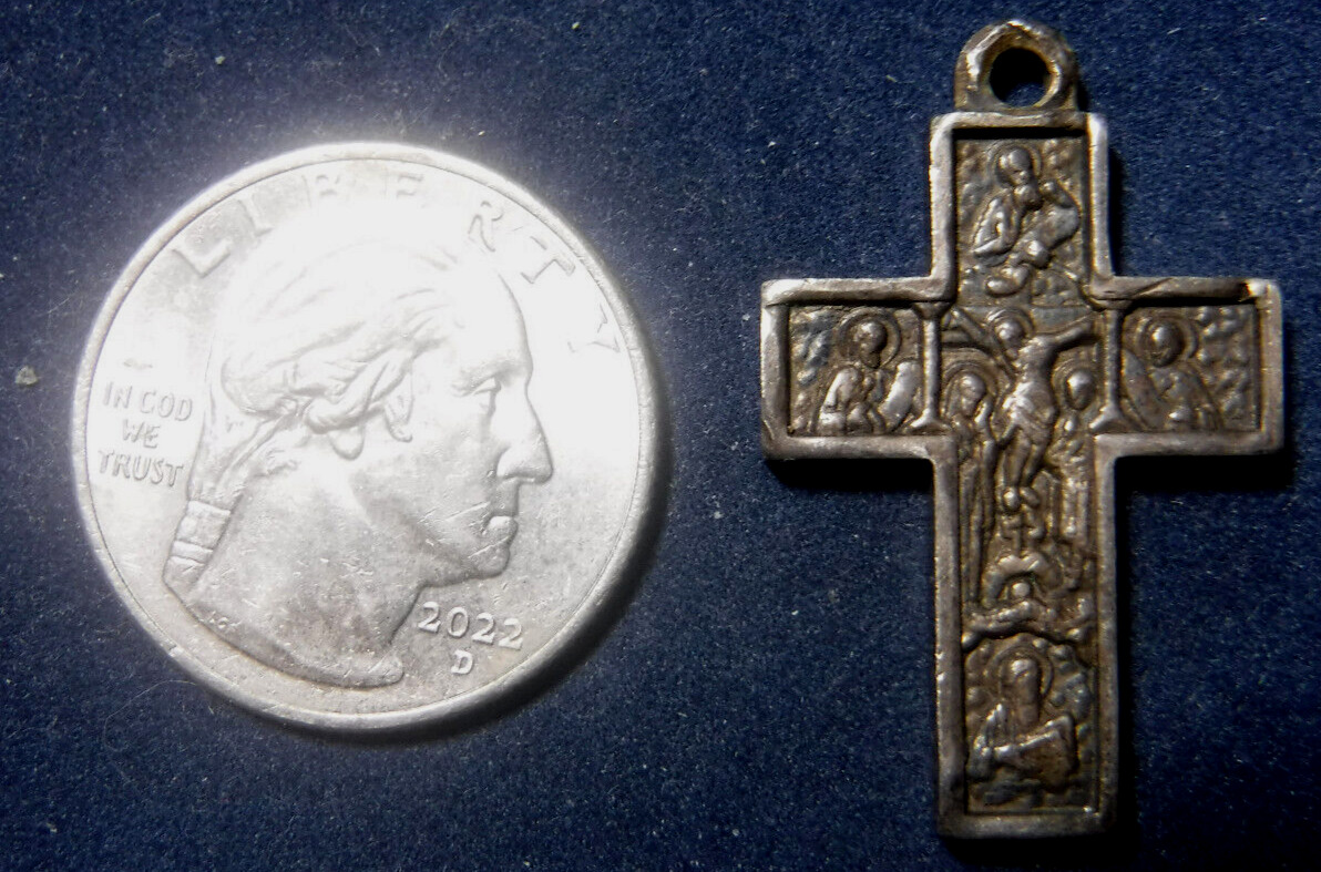 Vintage Ornate Christian Cross Pendant, .950 Fine Silver