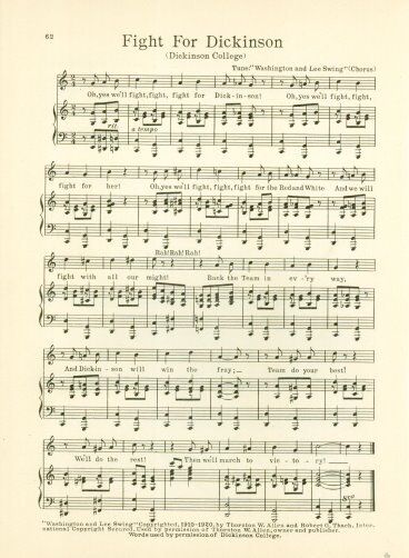 Dickinson College Vintage Song Sheet c 1927 ~~~~\