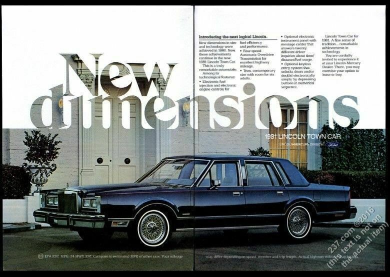 1981 Lincoln Town Car black car photo vintage print ad
