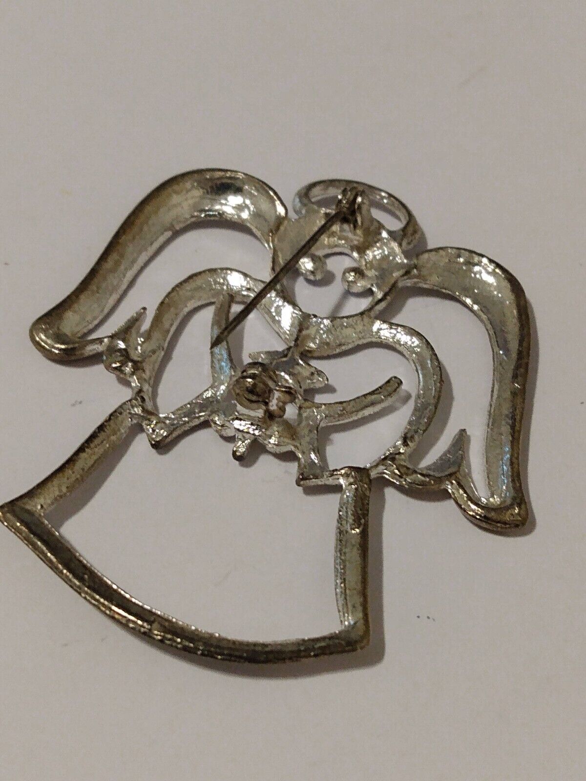 Large Silvertone Angel Outlined Figure Pin