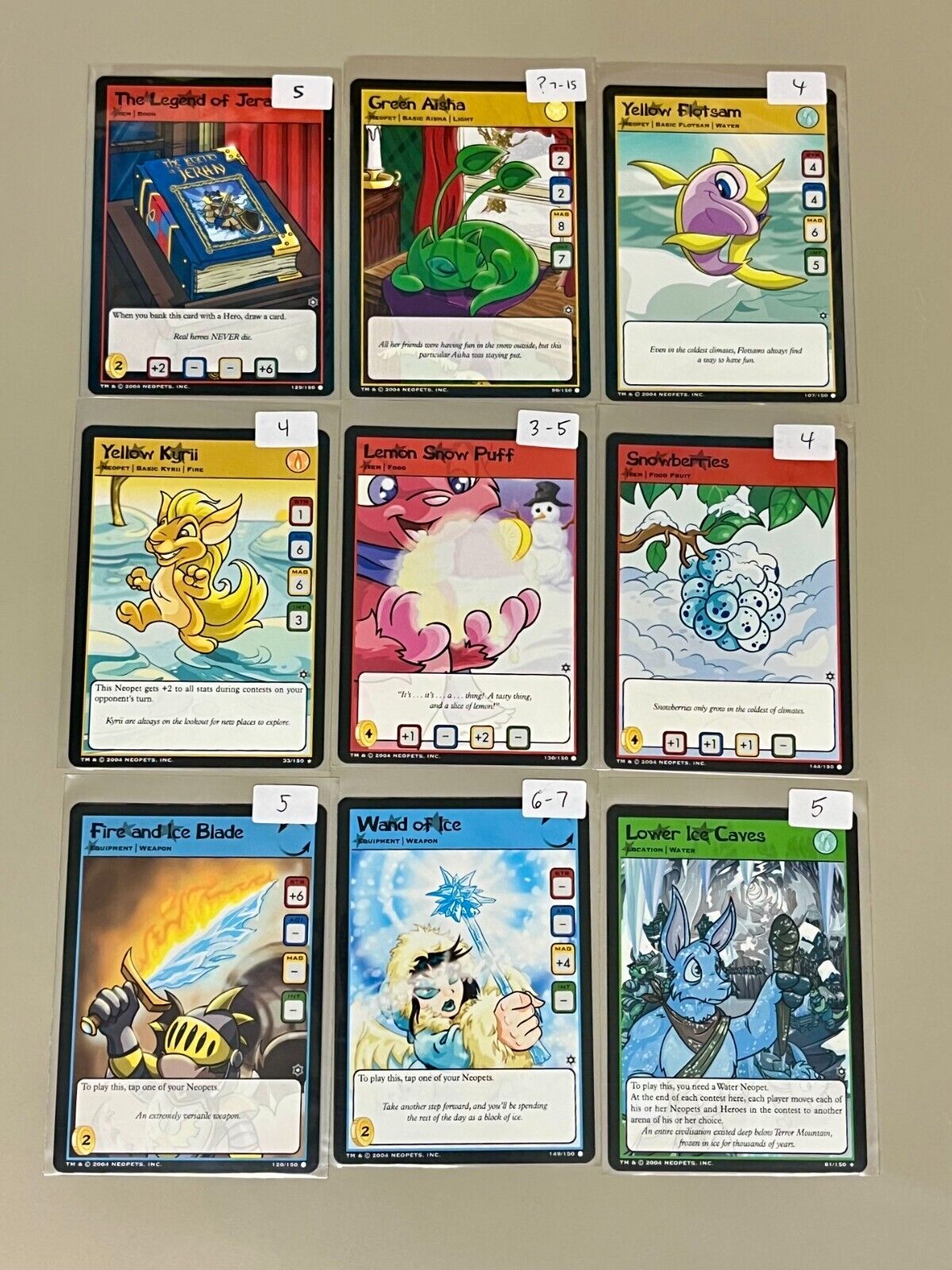 Lot of 9 Neopets trading cards