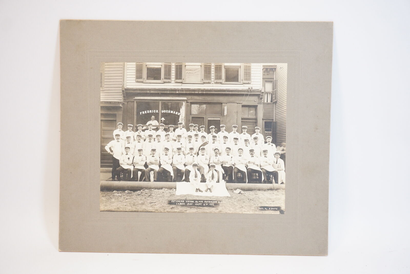 Antique Large Photo Butcher Day 1915 Paterson New York USA Group Photo Lochmann