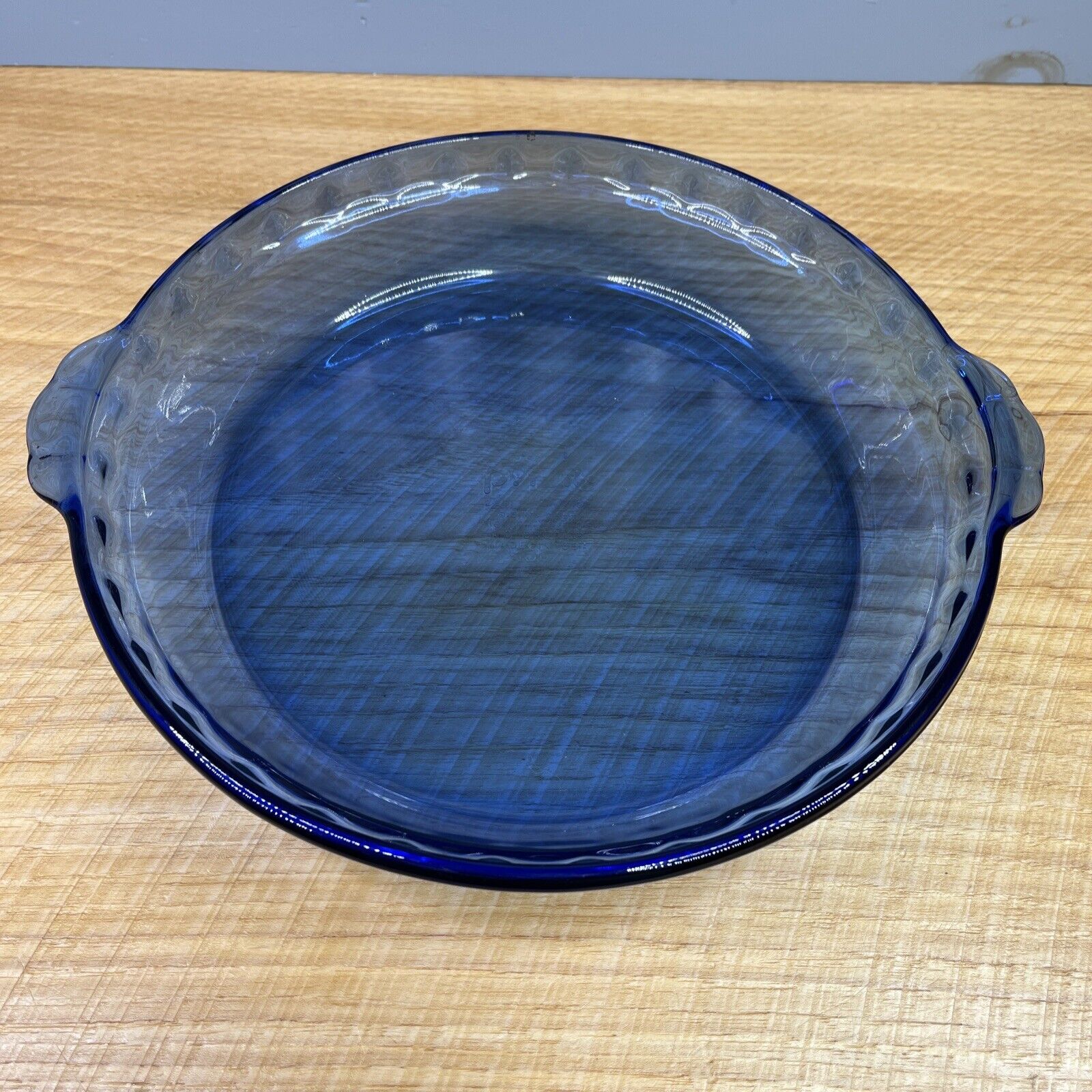 Vintage PYREX Cobalt Blue Glass Fluted Pie Pan #229 Crimped Deep Dish Plate 9.5\