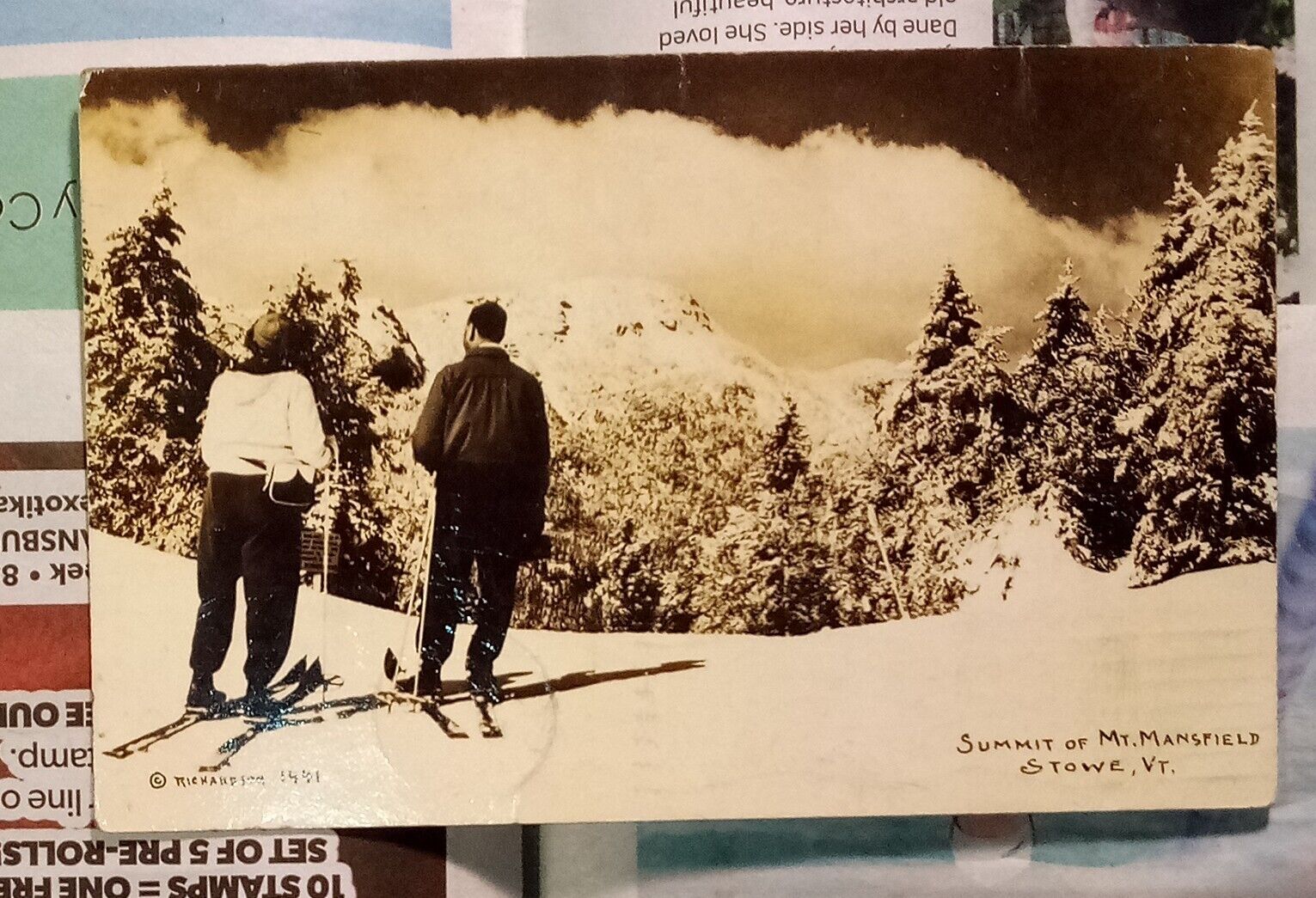 Summit of Mt Mansfield Stowe Vermont RPPC Postcard 1944