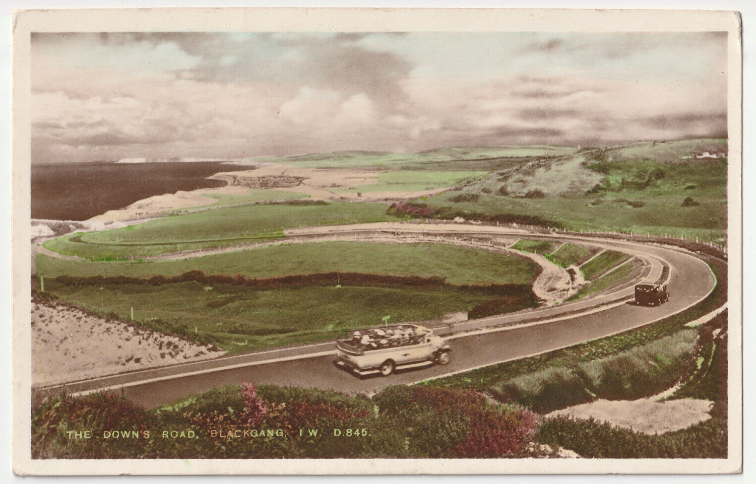 c1930s RPPC The Downs Road Blackgang Isle of Wight Colored Photo Postcard