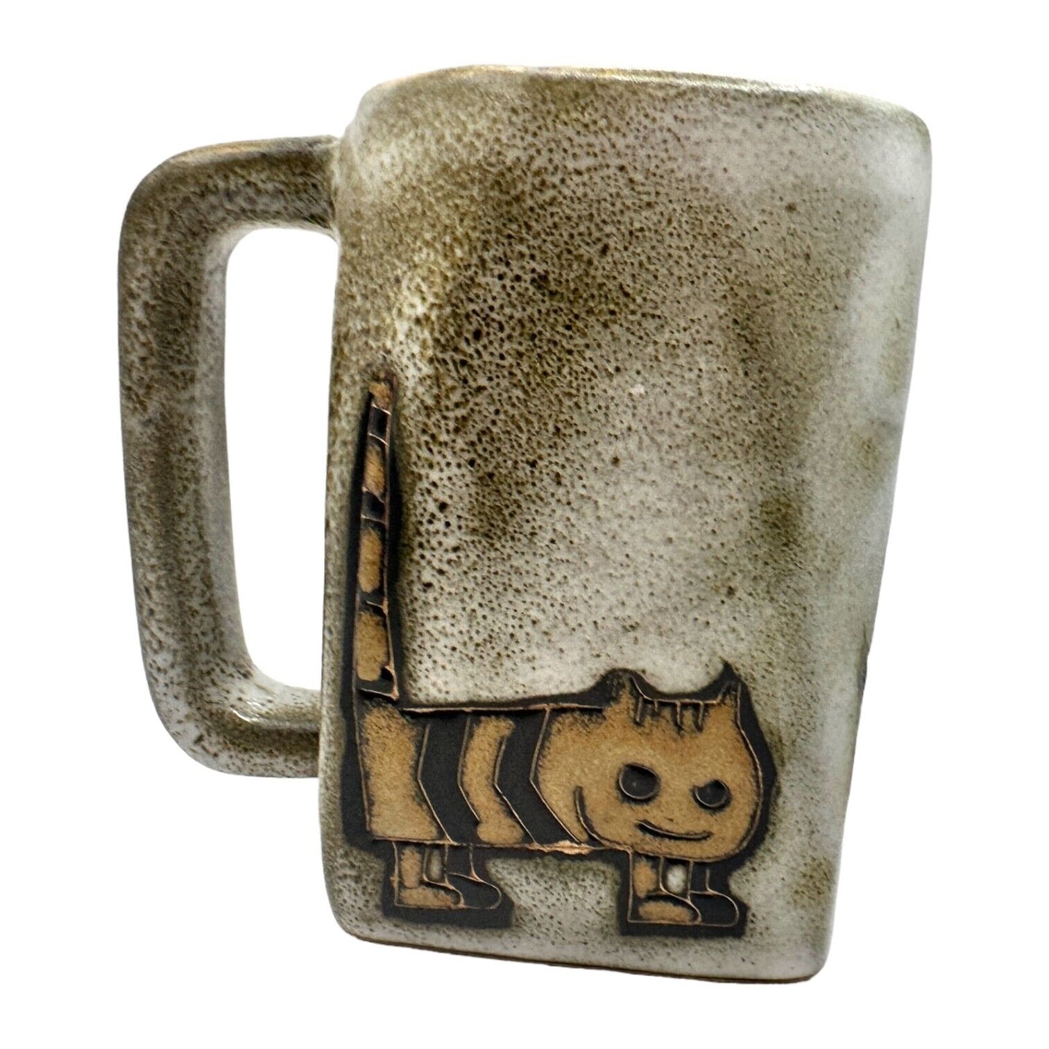 Designs By Mara Stoneware Cats Handmade Mexican Art Signed Mug