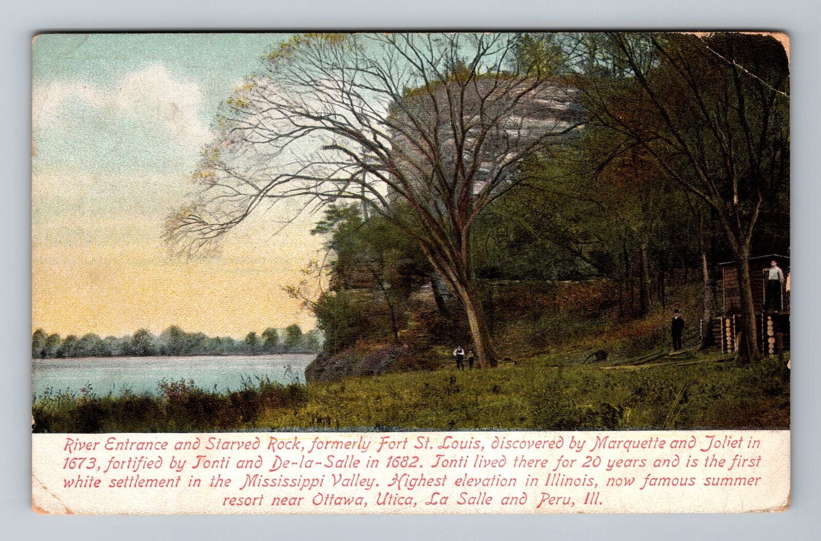 Ottawa IL-Illinois, River Entrance, Starved Rock Vintage Souvenir Postcard