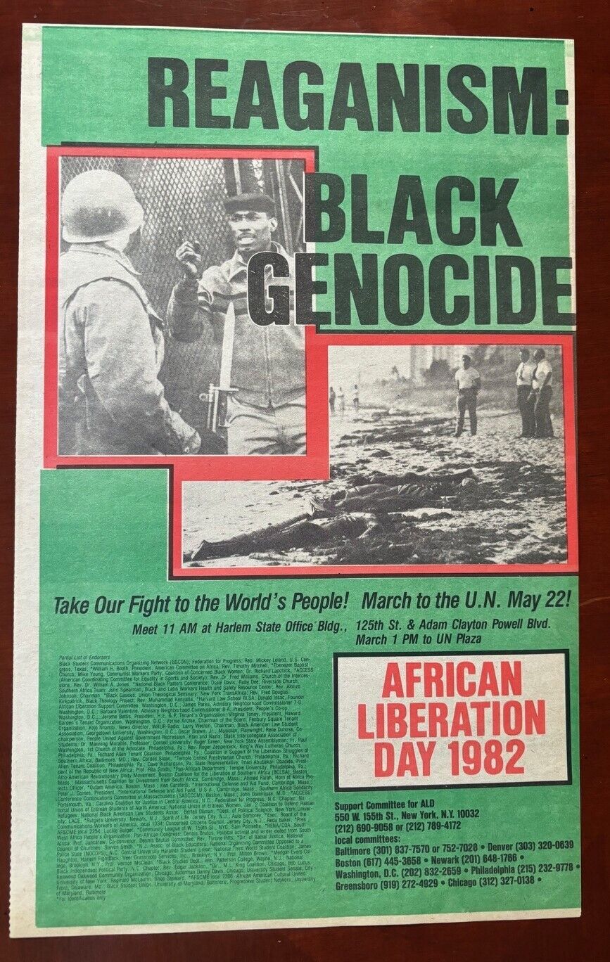 1982 Original Anti-Reagan African Liberation Day Protest Poster/Flyer