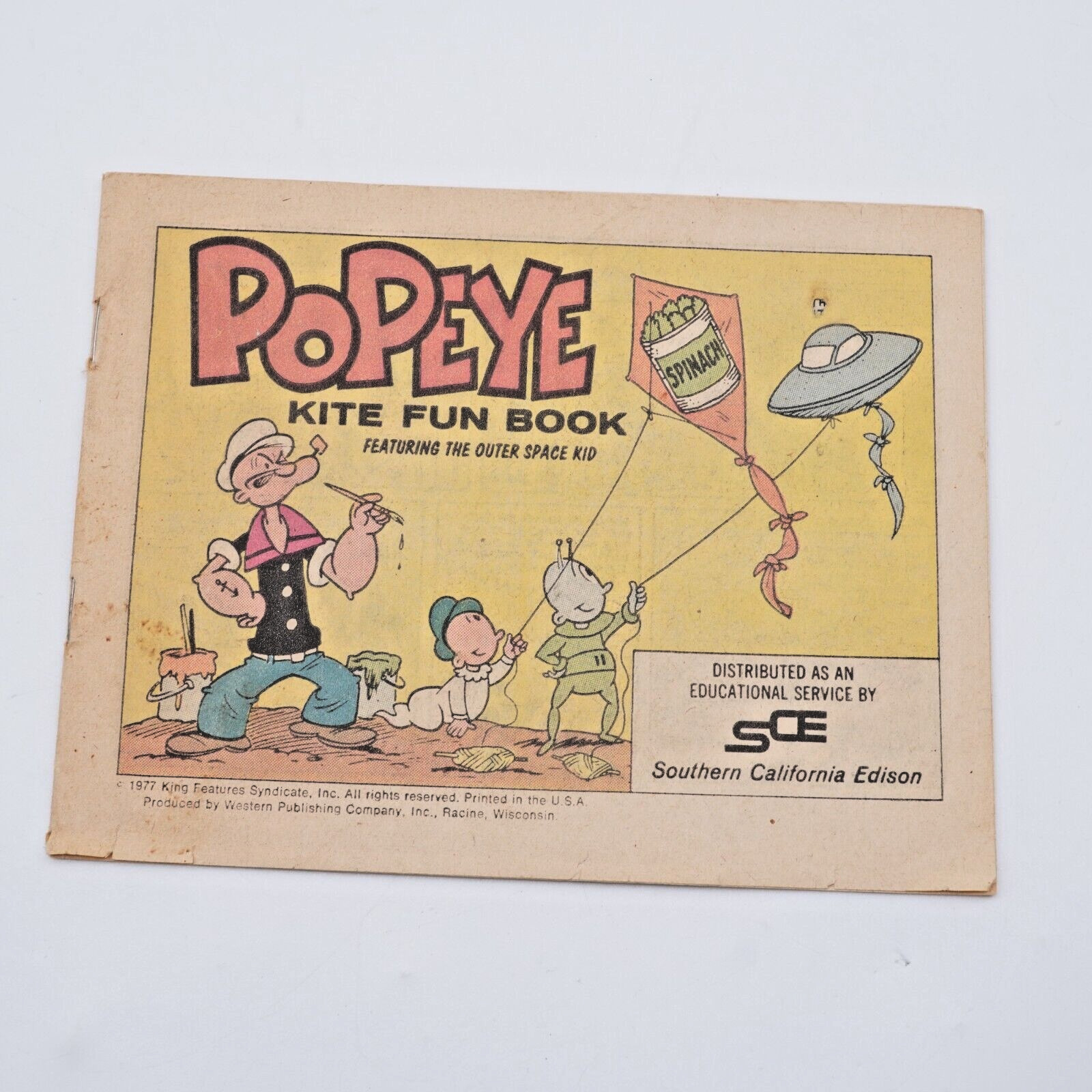 Popeye Kite Fun Book Southern California Edison 1977 With Outer Space Kid Rare
