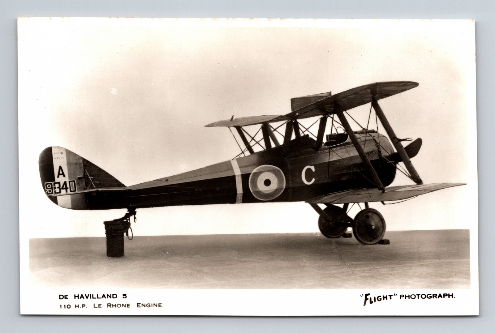 RPPC WWI Airco DH.5 Fighter De Havilland Biplane FLIGHT Photograph UK Postcard