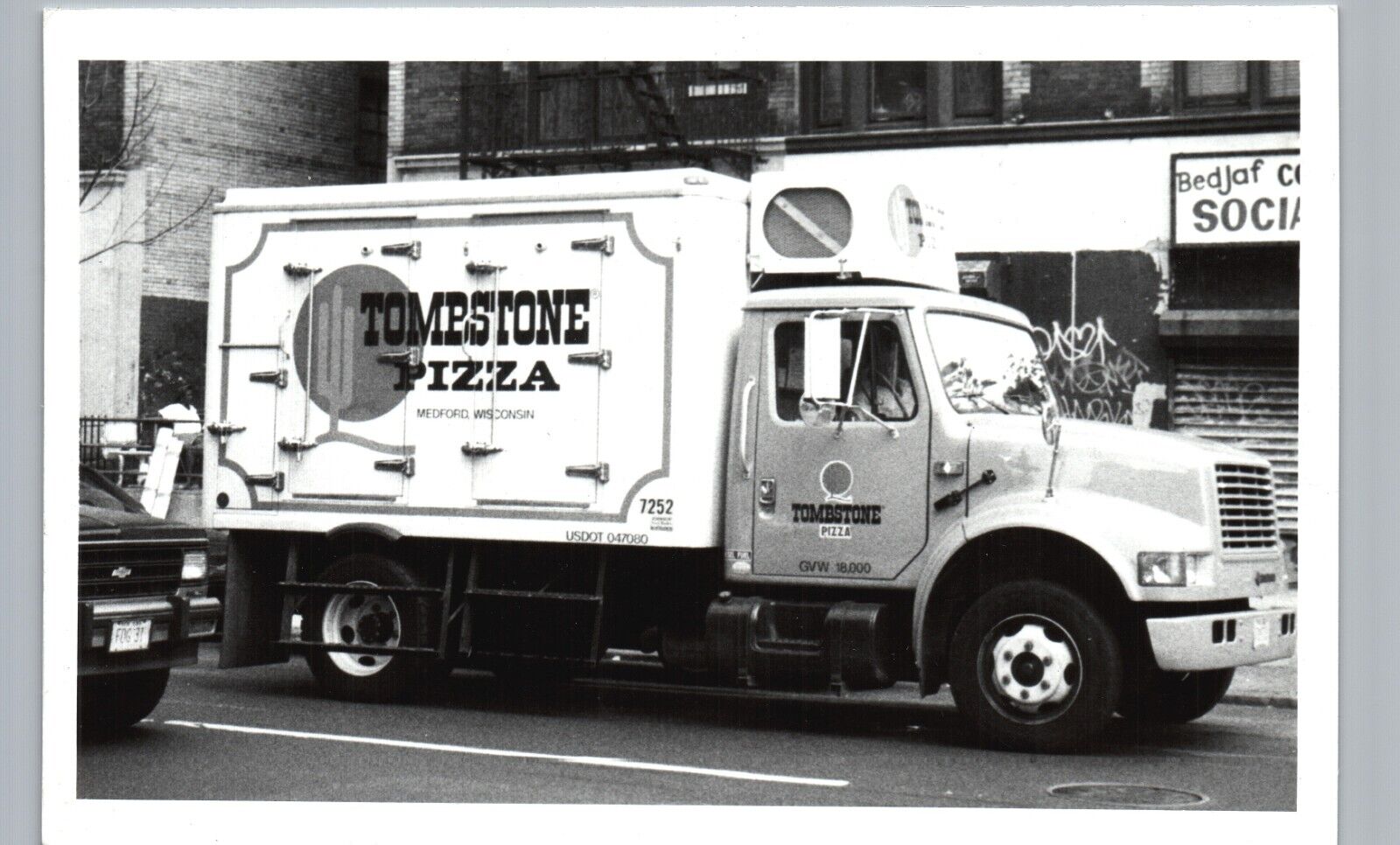 TOMBSTONE PIZZA DELIVERY TRUCK 1990s real photo postcard rppc medford wi nyc ny