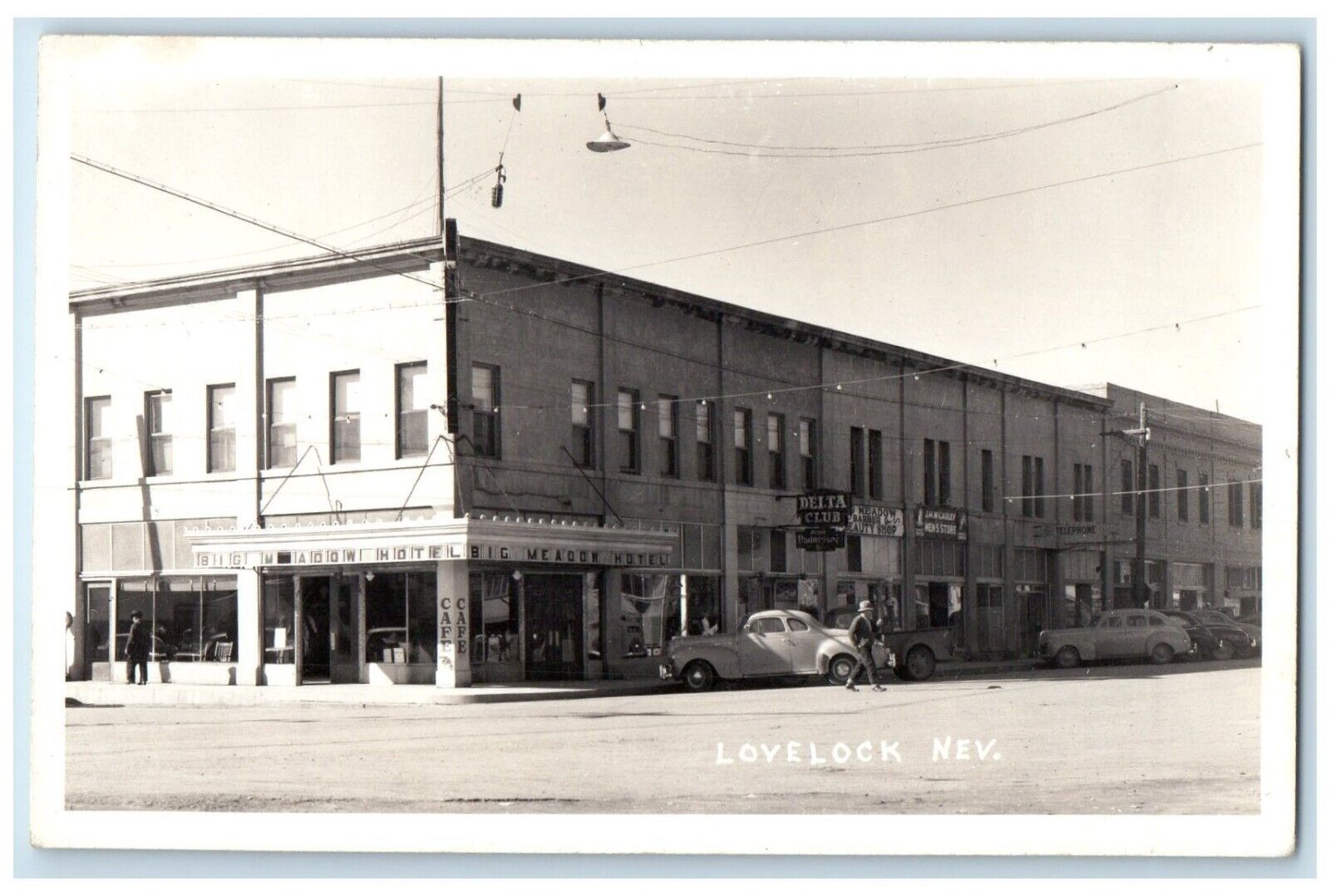 c1940's Big Meadow Hotel Delta Club Cafe Lovelock Nevada NV RPPC Photo Postcard