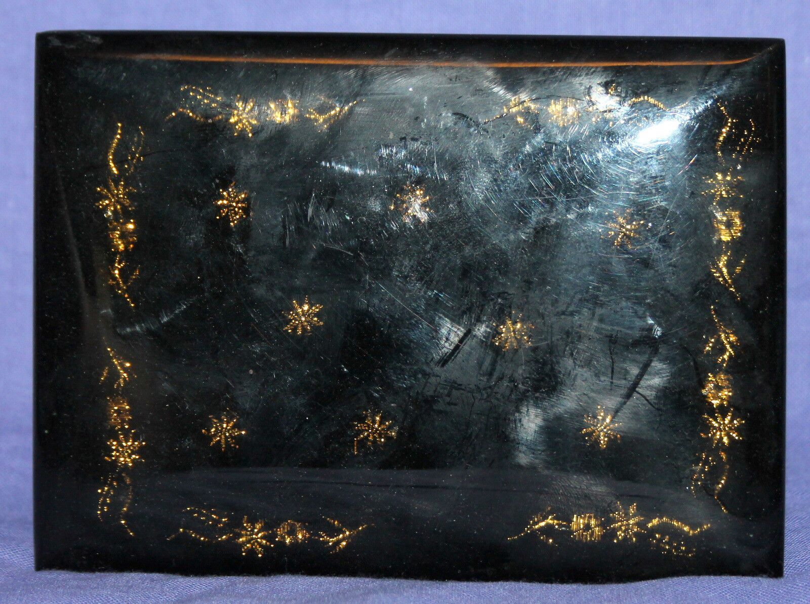 Antique black lacquer wood box