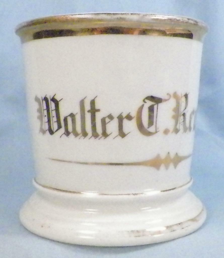 Antique Shaving Mug Walter C Renshaw T&V Limoges Ironstone Gold Highlights