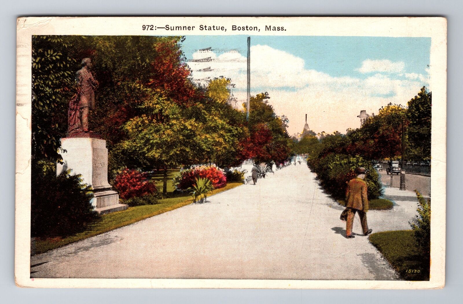 Boston MA-Massachusetts, Summer Statue, Antique, Vintage c1926 Souvenir Postcard