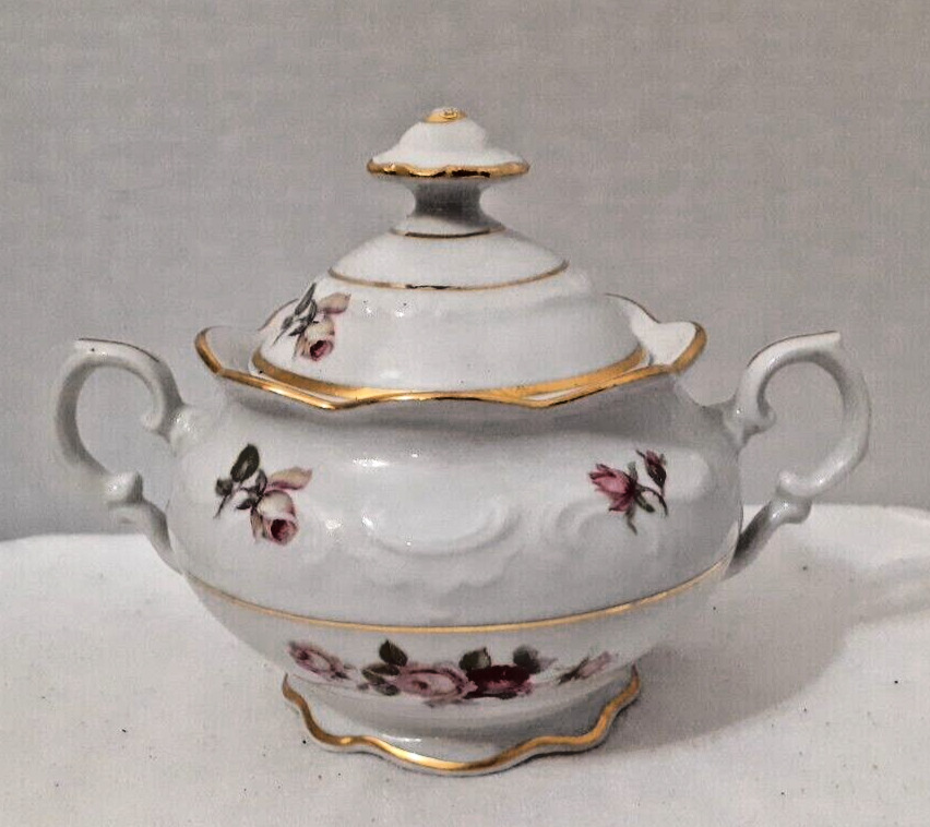 Antique Rose by SCHUMANN ARZBERG - BAVARIA SUGAR BOWL WITH LID GERMANY