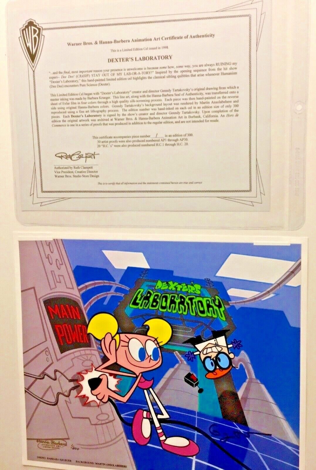Hanna Barbera Cel Dexter's Laboratory Rare Number 1 Signed Genndy Tartakovsky