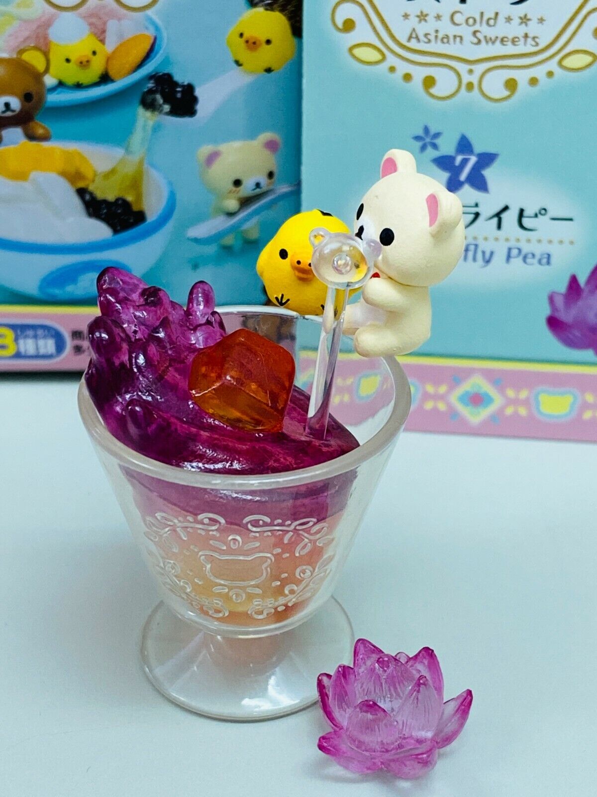 New Re-Ment San-X Rilakkuma Cold Asian Sweets Mini Toy Figure 7. Butterfly Pea