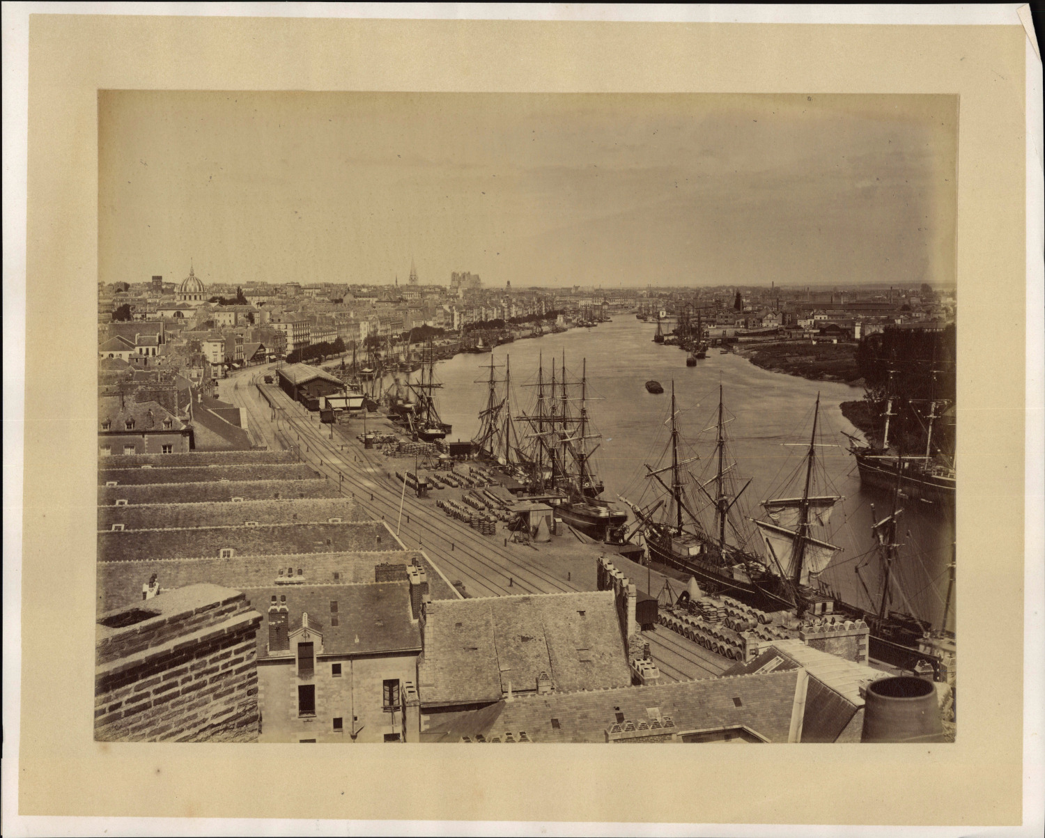 France, Nantes, general view from the Customs Belvedere, ca.1880, print 
