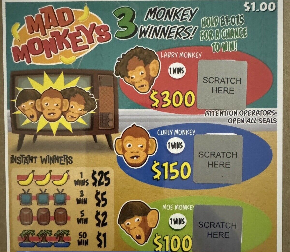 NEW pull tickets Mad Monkeys - Seal Card Tabs