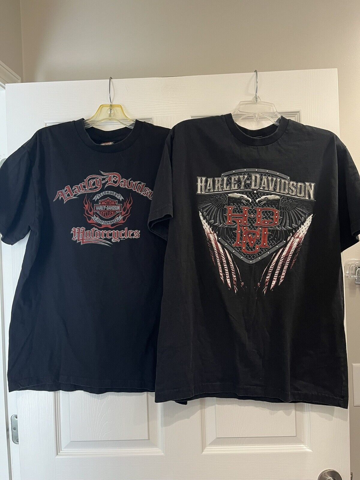 Harley-Davidson Size Large Set Of 2 Black T Shirts Short Sleeve Motorcycle