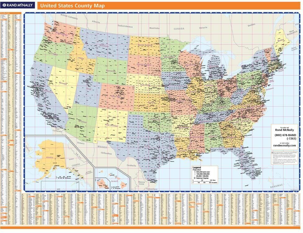 PROSERIES WALL MAP: UNITED STATES COUNTIES (COLOR) (R)