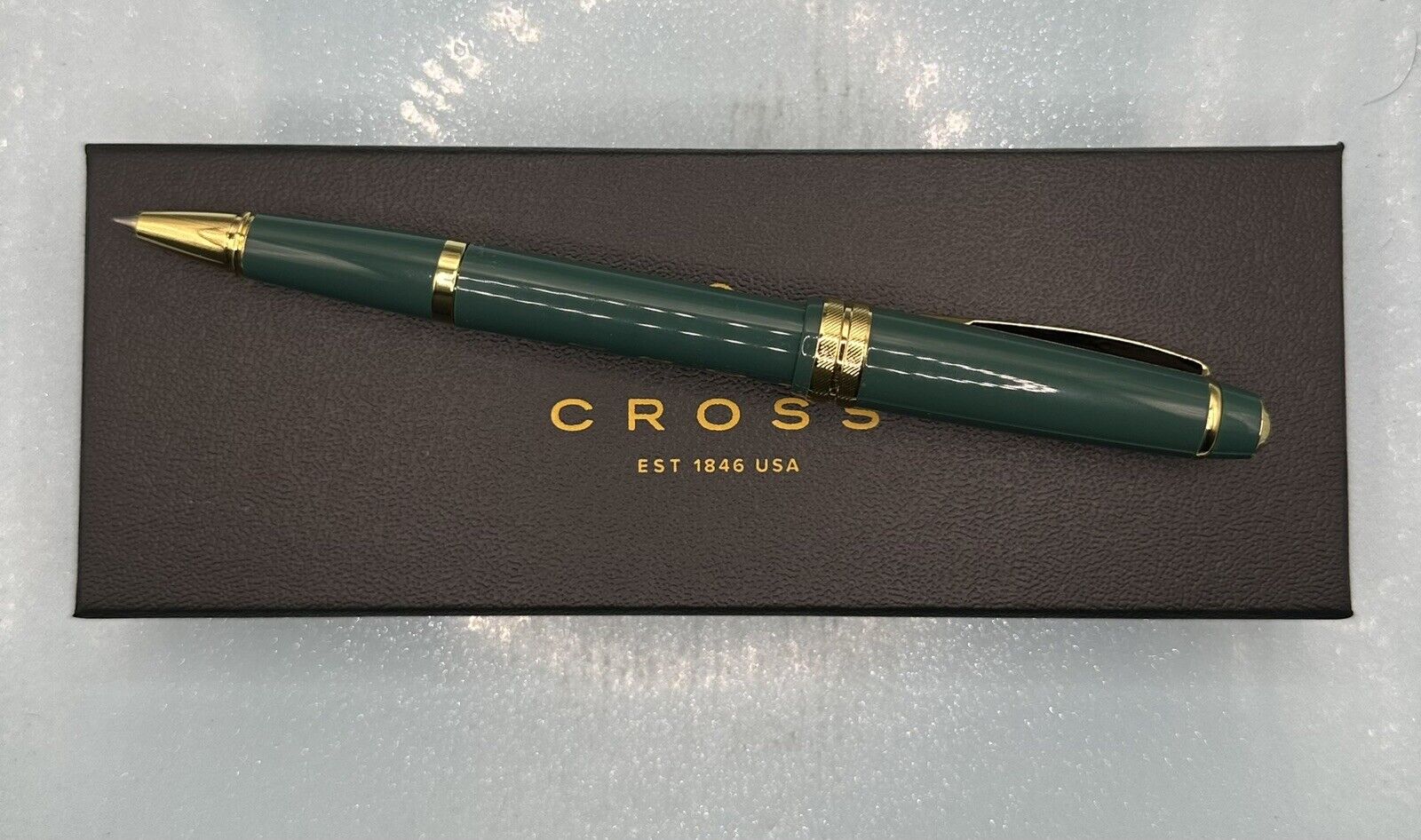 Cross Bailey Light Rolling Ball Pen Green With Gold AT0745-12 NEW In The Box