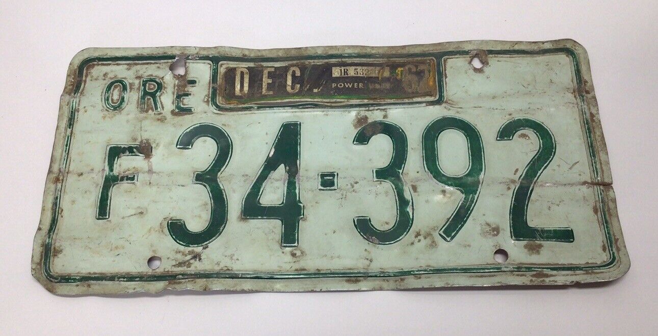 1962 OREGON License Plate Farm Vintage