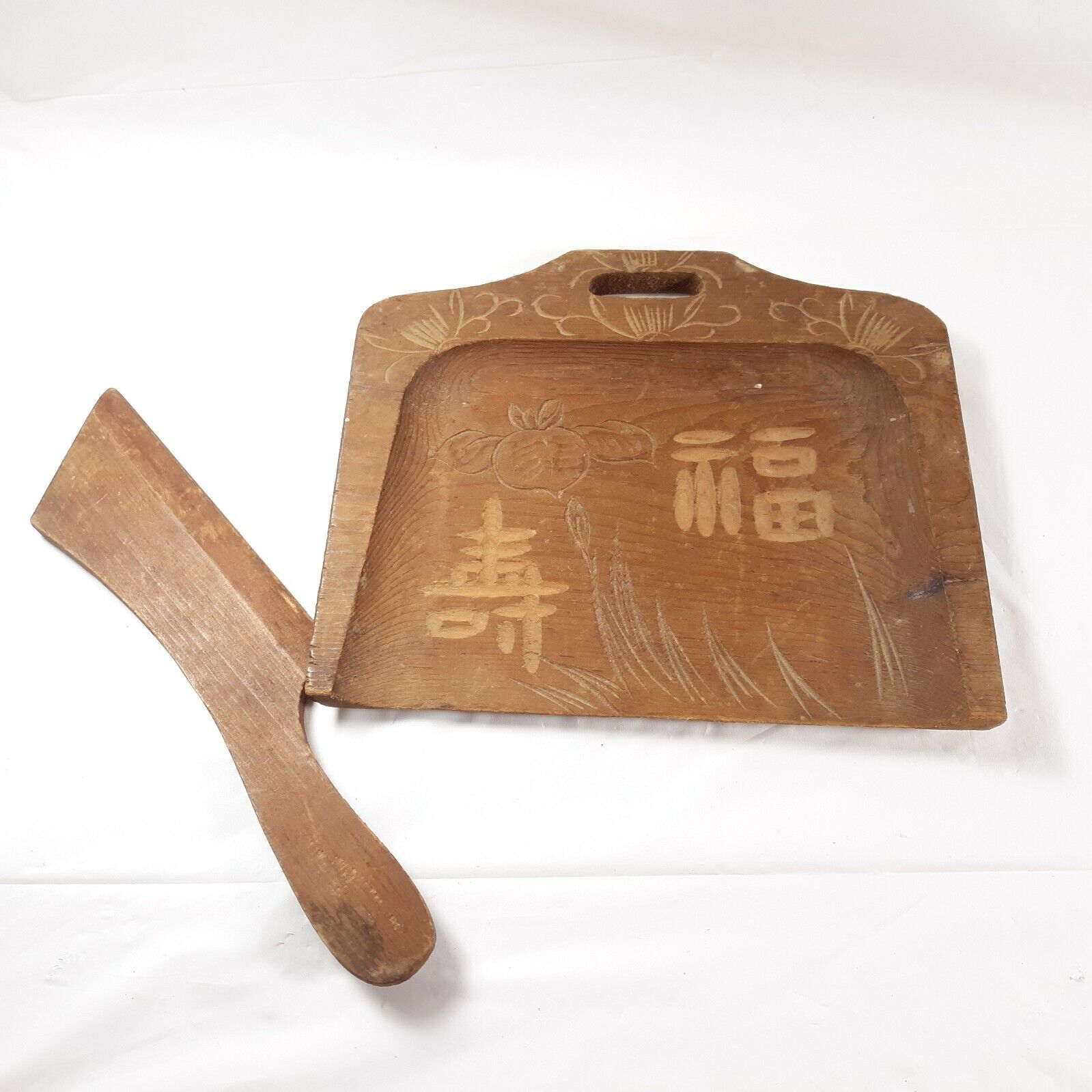 Asian Wooden Dust Pan Crumb Tray Vintage 