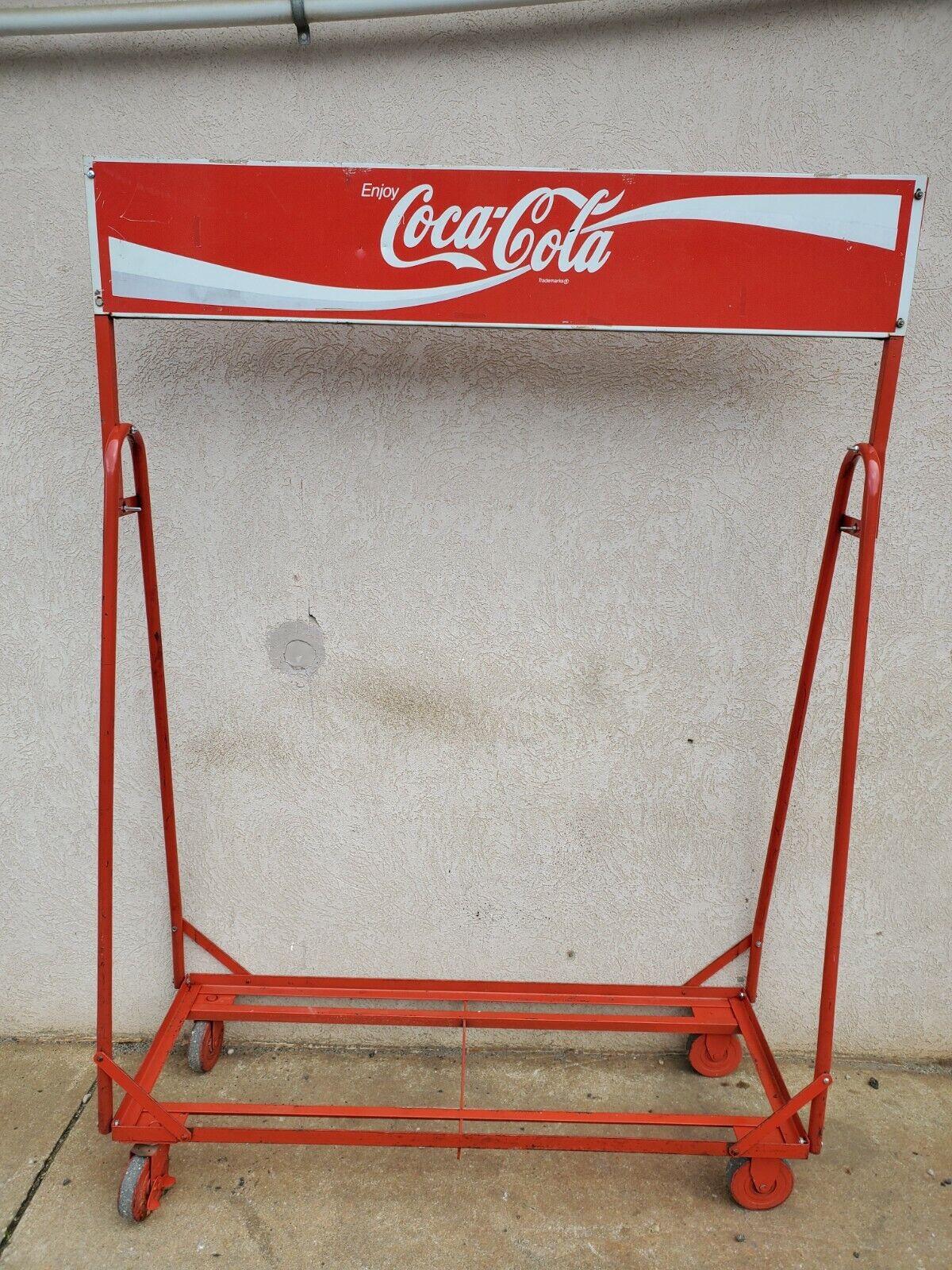 Vintage Drink Coca Cola Metal Sign Rolling Cart Case 12 pack display A