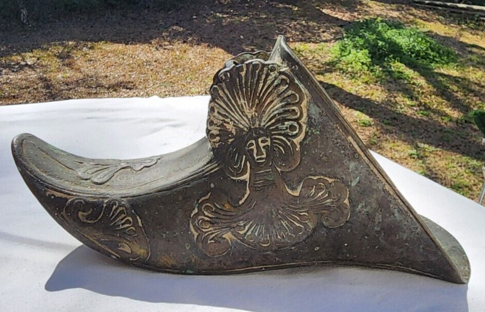 Antique Bronze Conquistador Spanish Colonial Aztec Stirrup Armor Shoe