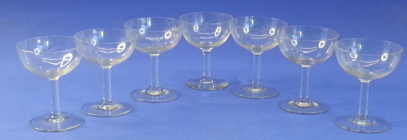Vintage Champagne Sherbet Clear Glasses Starburst Pattern