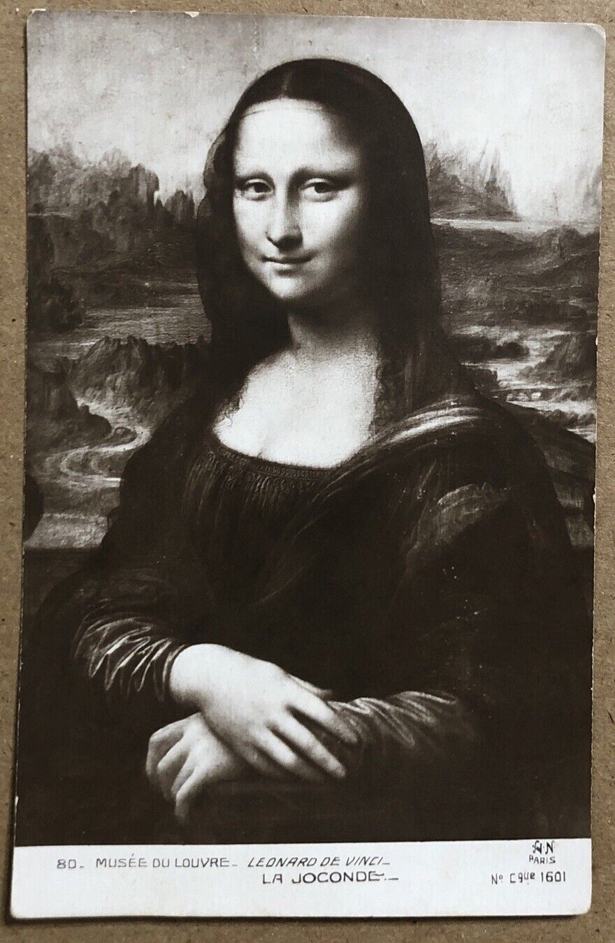 Antique Lithograph Postcard - Musee Du Louvre Leonardo De Vinci Circa 1920