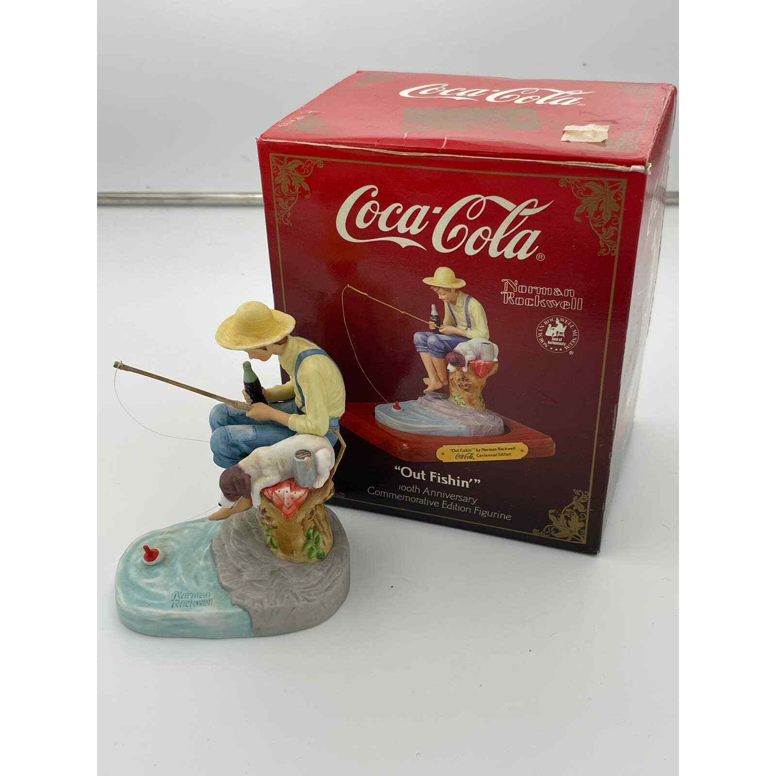 CocaCola Norman Rockwell Out Fishin 100th Anniv EDT Figurine 5613 of 25,000