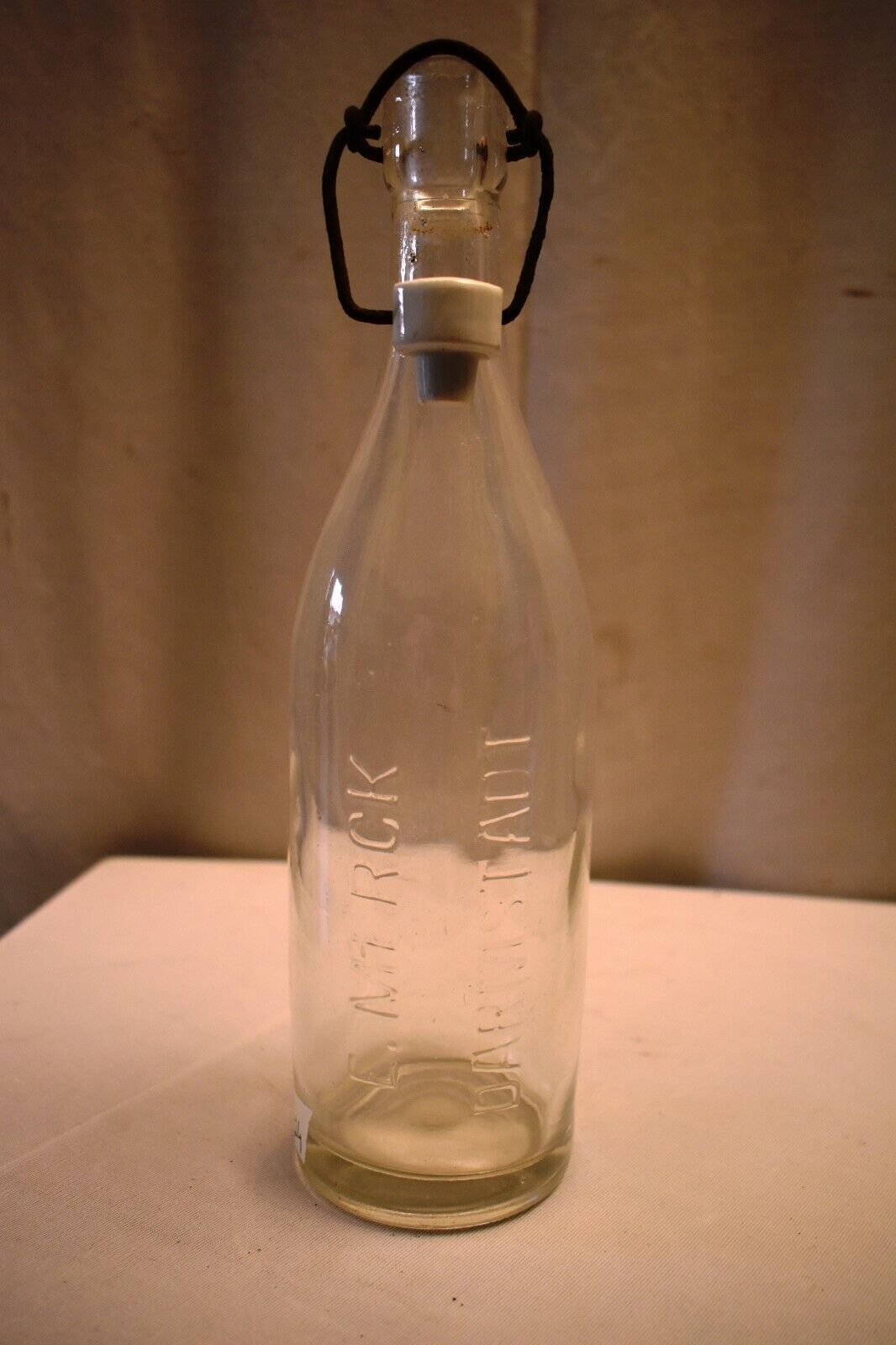 Vintage E Merck Darmstadt Clear Glass Bottle With Resealable Flip Top Collect\