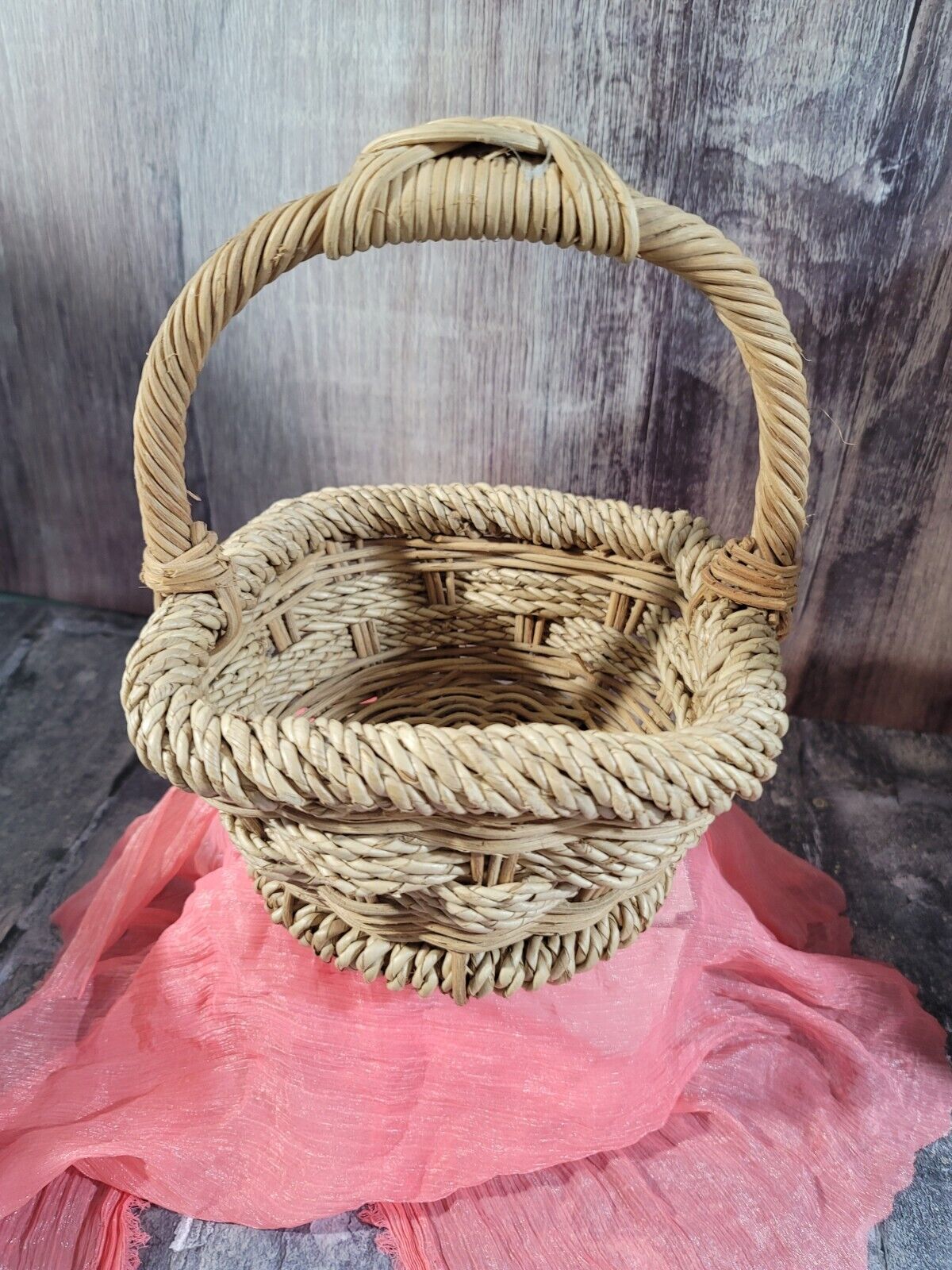 Vintage Woven Basket Cottagecore Home  Decor Country Charm Storage 