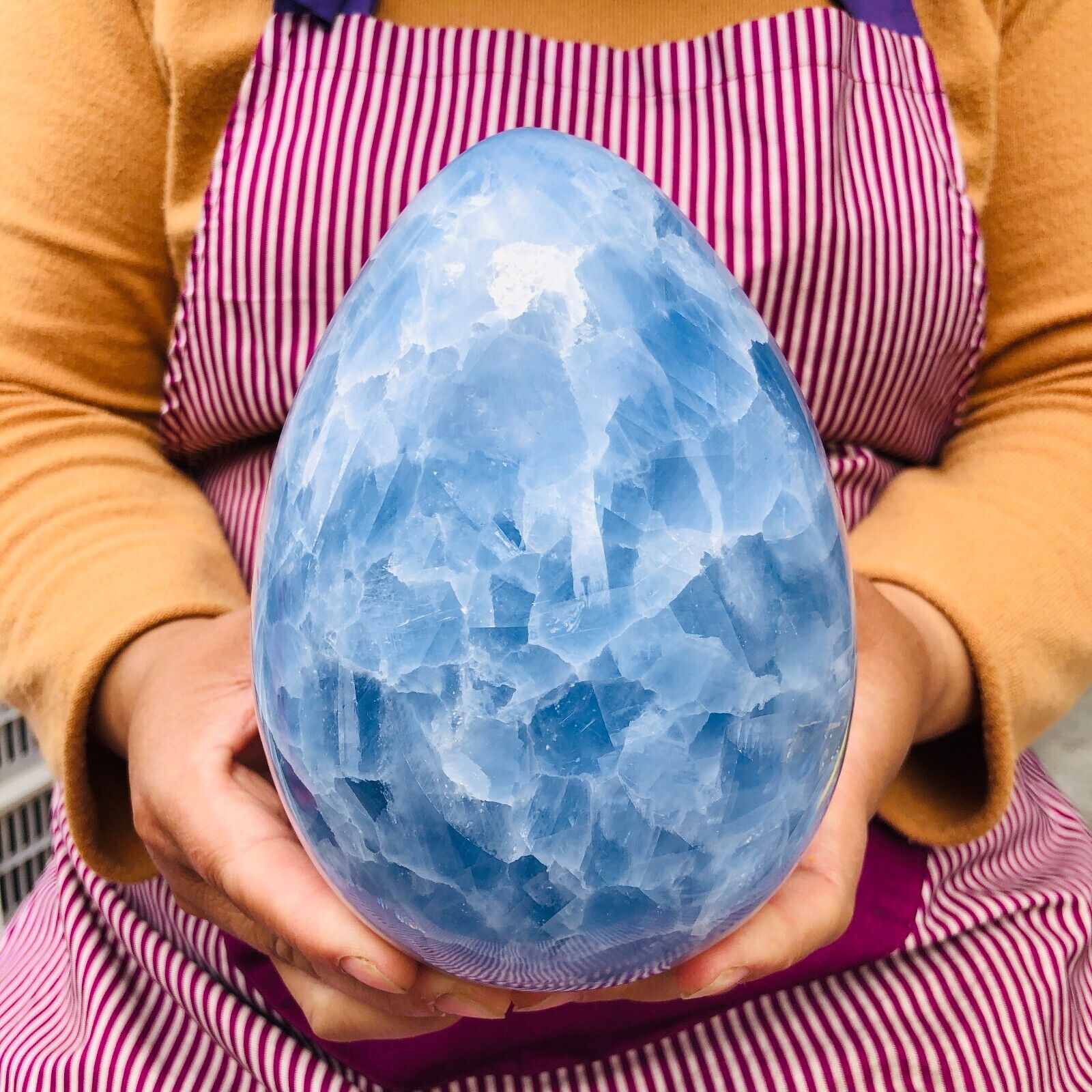 6.44LB Large Natural Blue Celestite egg quartz crystal polished egg healing