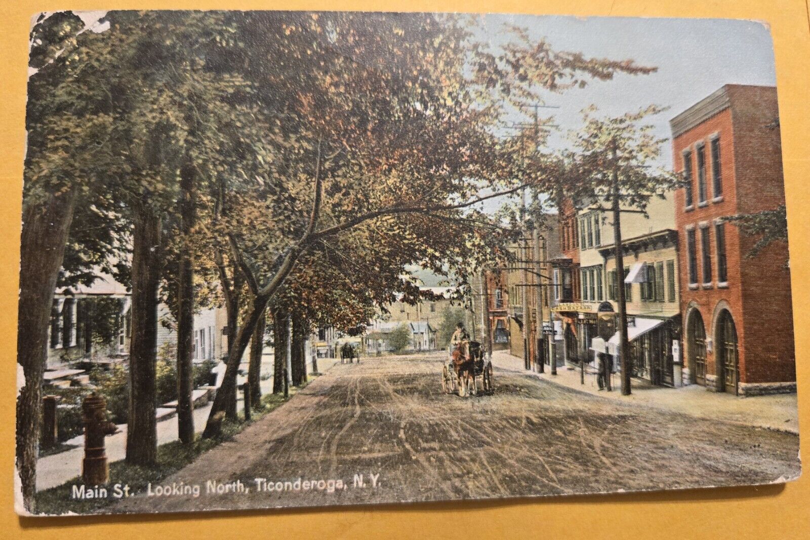 Used 1907 Ticonderoga NY  MAIN STREET Looking North Postcard AS IS  J2 
