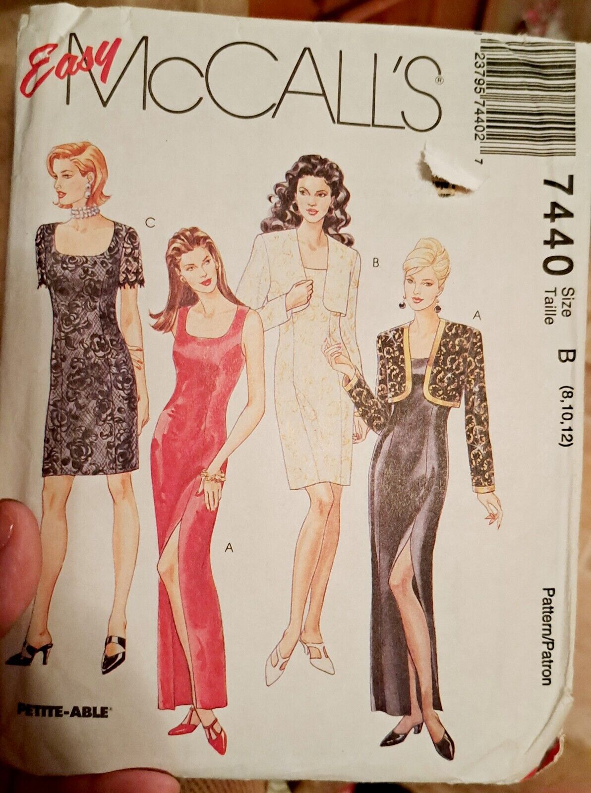 McCall\'s Misses Lined Dress Bolero Sewing Pattern  7440 Easy (8-10-12) UNCUT
