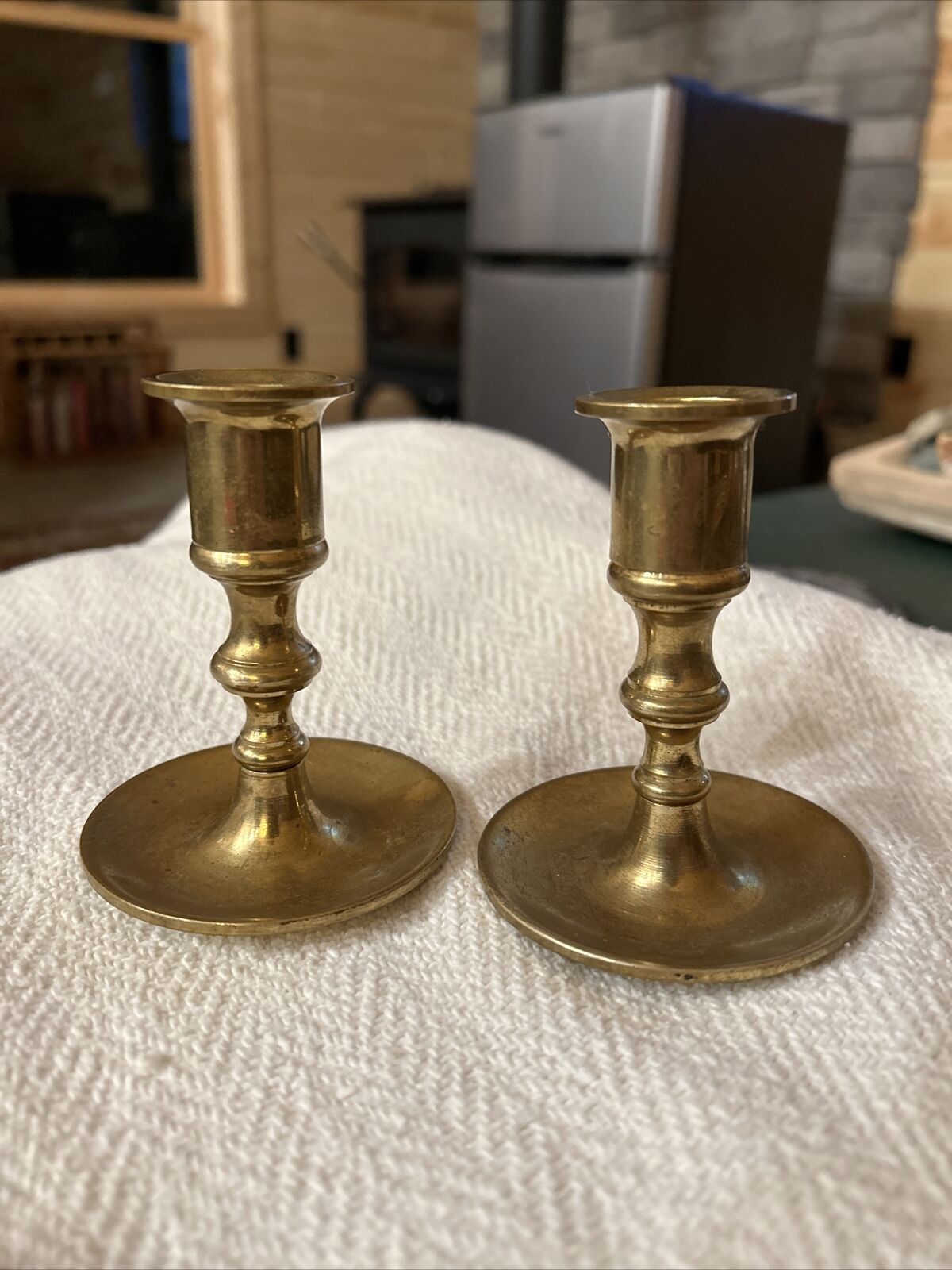 vintage small brass candlesticks