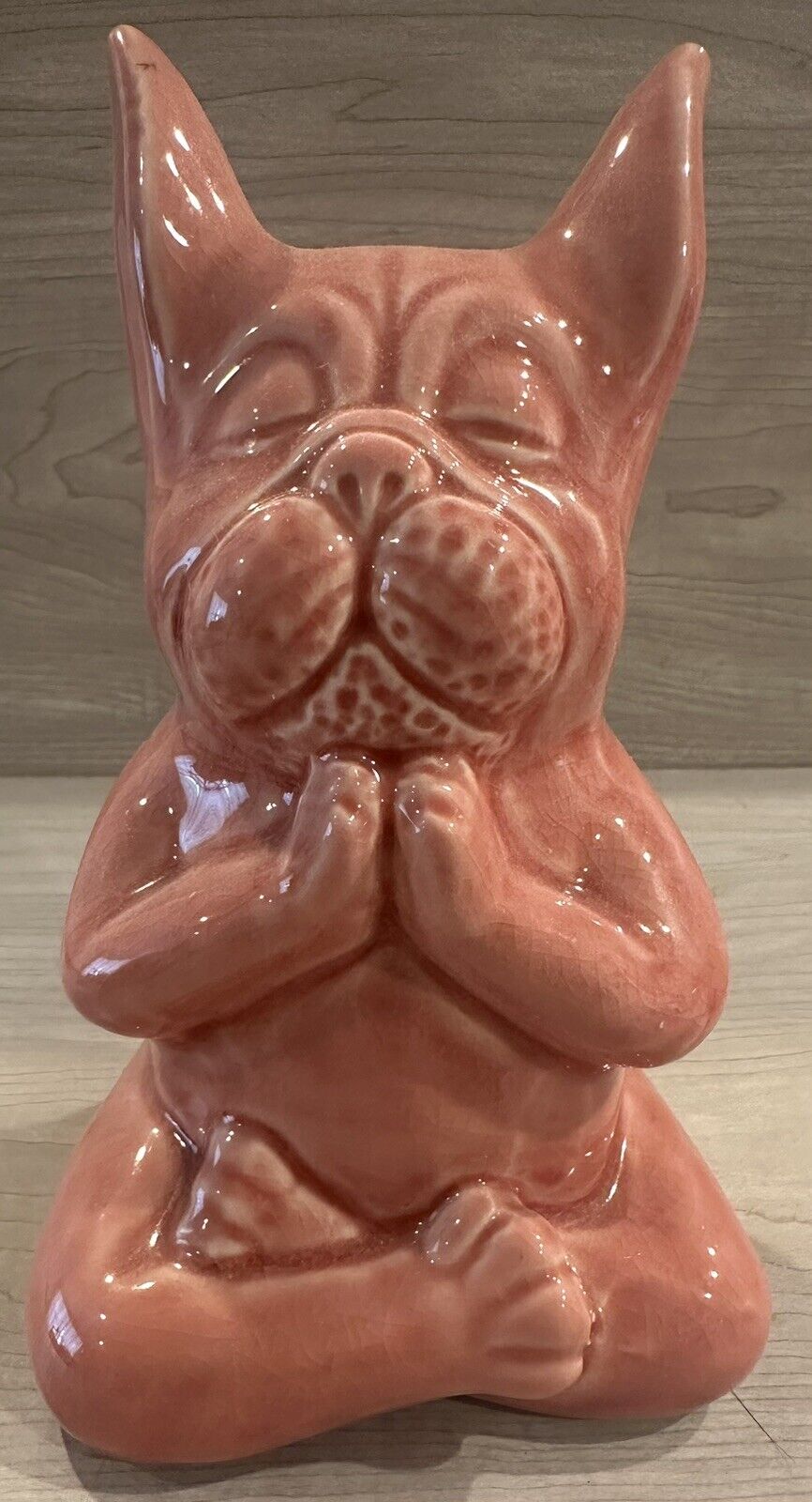 HOME DECOR Meditating Scented French Bulldog Yoga Frenchie Statue in Pink NWT