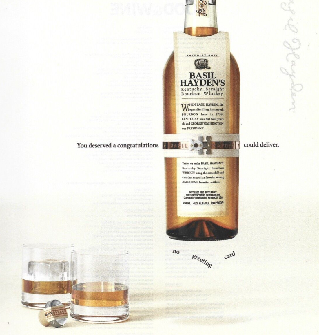 Basil Hayden Bourbon Print Ad,  Basil Hayden\'s Whiskey Magazine Ad, Bourbon Ad