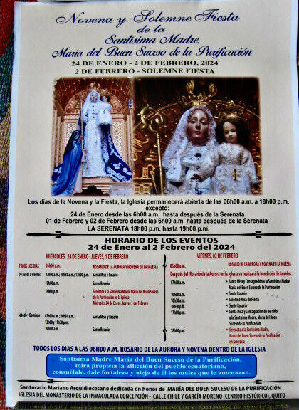 Authentic 2024 Poster,  Our Lady of Good Success, Quito, Ecuador