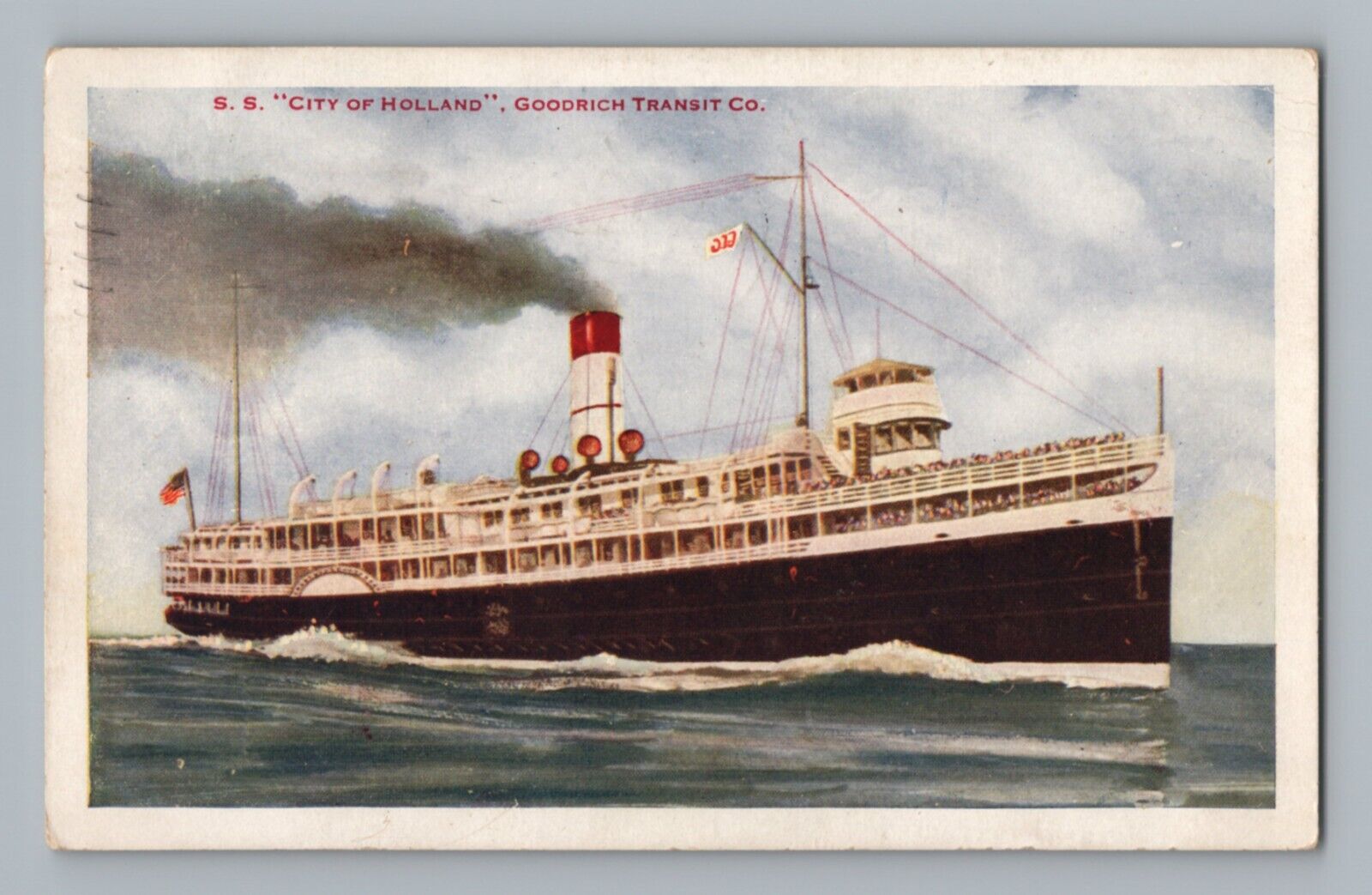 S.S. City of Holland Goodrich Transit Co Steamship Boat Postcard