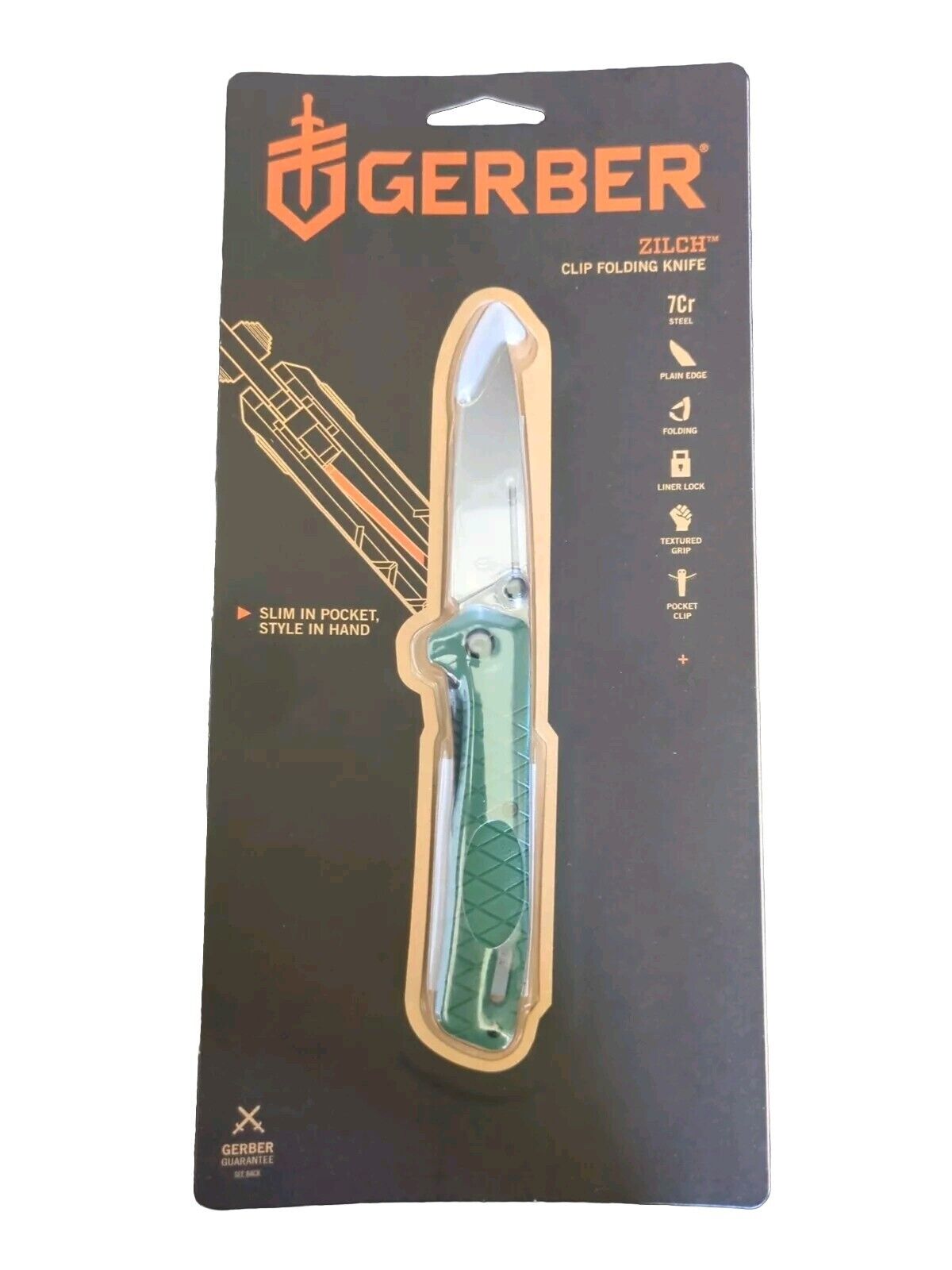 Gerber ZILCH Folding Light Weight Pocket Knife Stonewashed 3.1” Green Handle New