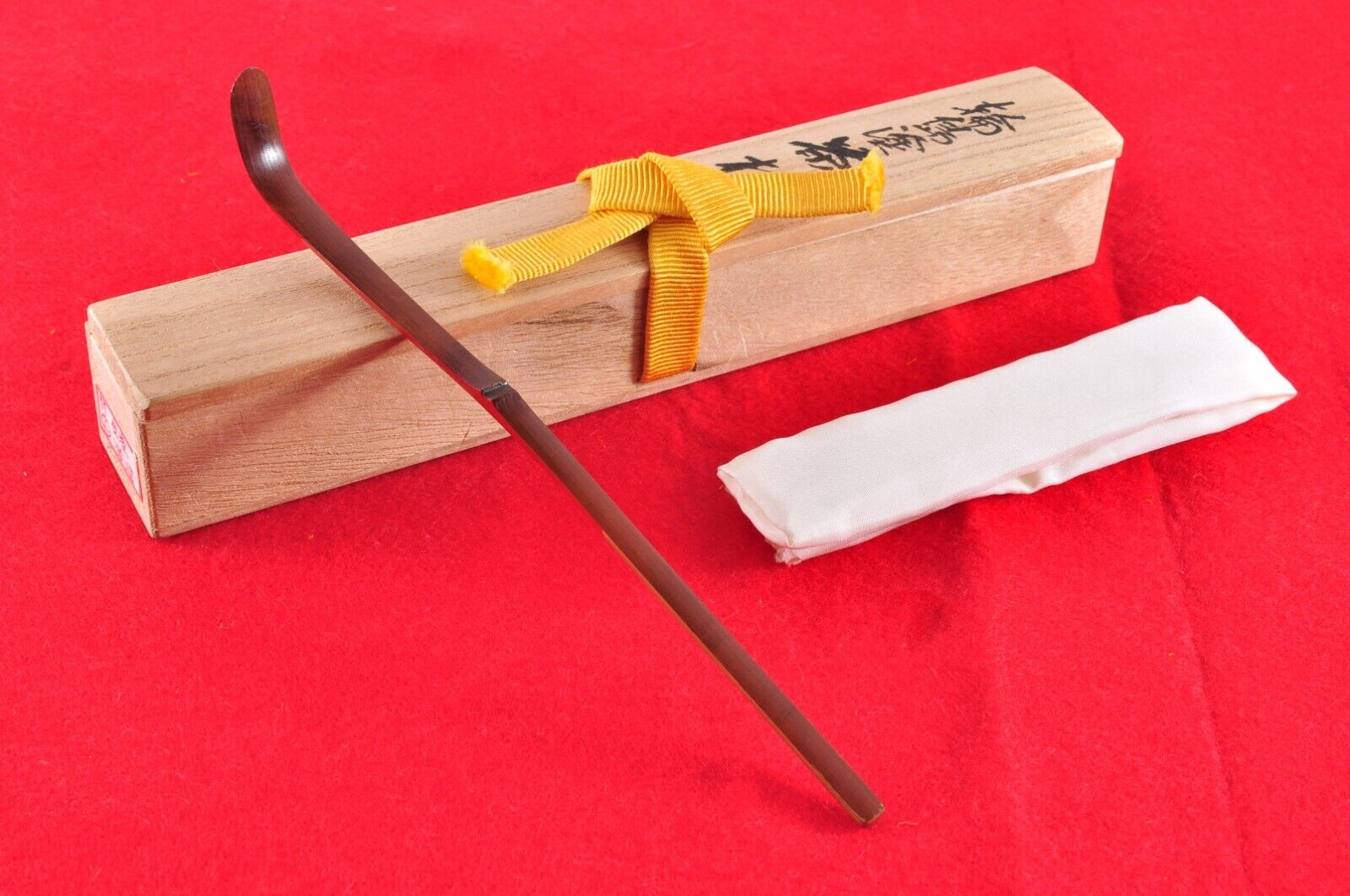 Vintage Japanese Tea Ceremony Chashaku Tea Spoon Bamboo Wajima Lacquerware #1