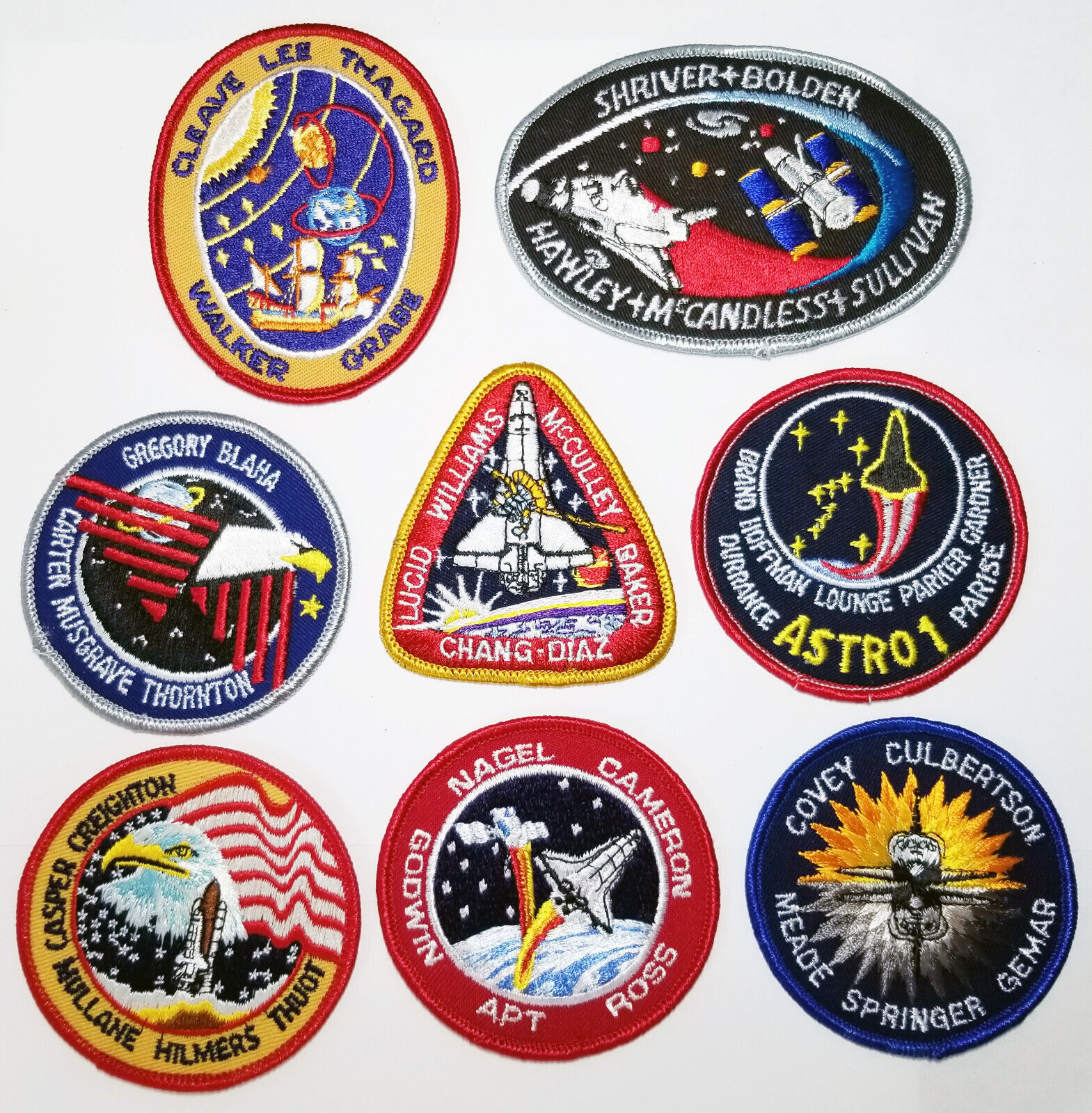 Lot of Eight NASA STS Shuttle Mission Space Patches - (Lot# 8-2)