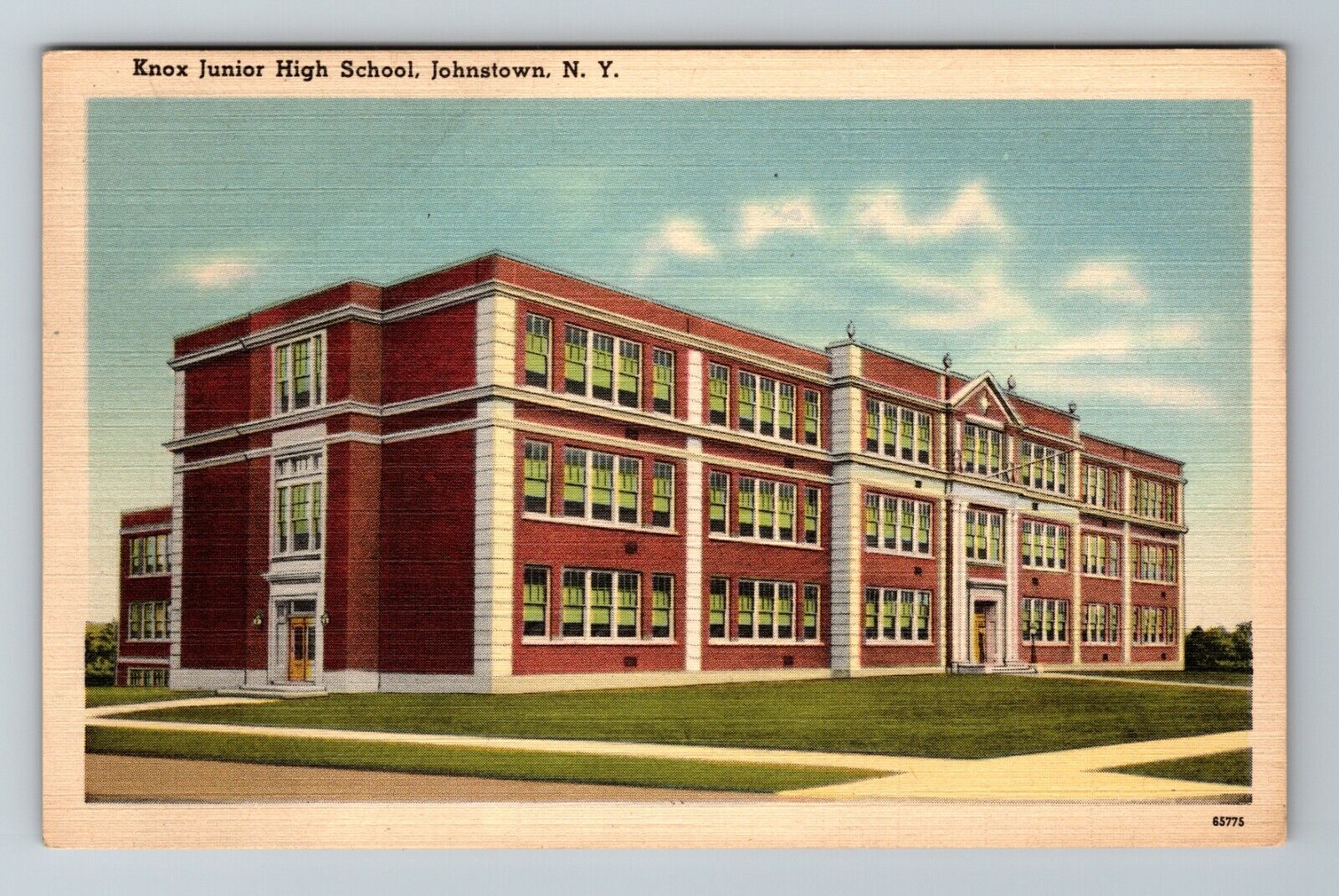Johnstown NY-New York, Knox Junior High School Building Vintage Postcard