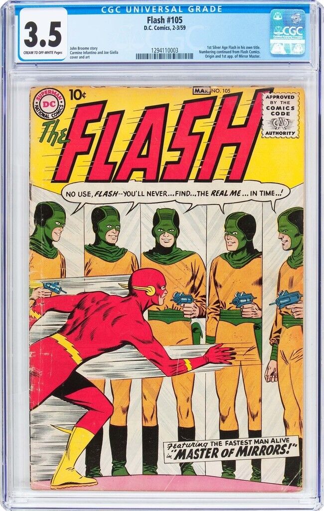 Flash #105 CGC 3.5 DC 1959 1st Flash & Mirror Master Justice League F12 121 cm